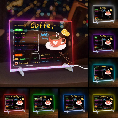 Giftry® Tabla LED Scris si Desen pentru Copii 3+, 7 Culori, 4 Moduri, 35x27 cm, Reutilizabila, Accesorii Complete, Ideal pentru Joaca, Camera, Birou si Home Office, Acril [1]