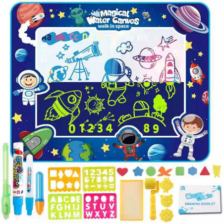 Set jucarie educativa, interactiva, joc covorasul Magic Aquadoodle fosforescent, coloreaza cu apa, cadou fete si baieti, + 3 ani