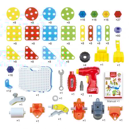 Jucarie educativa, interactiva Giftry, set de instrumente asamblat cu 325 piese, joc de constructie creativ, jucarii STEM, cadou 3+ [6]