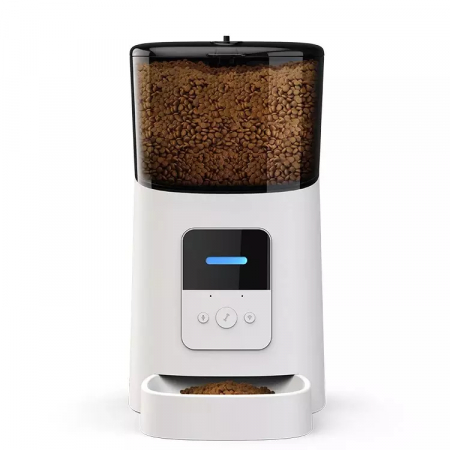 Hranitor Automat WiFi pentru Caini si Pisici, Giftry®, Programabil prin Aplicatie, Inregistrare vocala, Control al Portiilor, Functie Adapator, Capacitate 6l, alb [1]