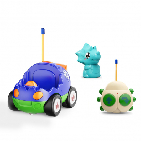 Jucarie masina dinozaur cu telecomanda Giftry®, RC car cu muzica si lumini LED, pentru baieti si fete 3-5 ani, Albastru [1]