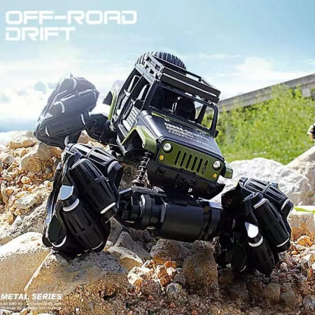 Masina cu telecomanda Giftry®, Stunt Car, RC detectare gesturi, 2,4 GHz 4WD, condus in ambele sensuri, rotatie de 360 °, vehicul army, lumini led si muzica, baieti si fete, 6-12 ani (verde) [2]