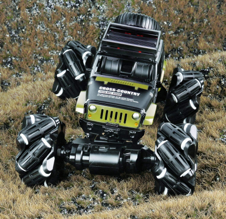 Masina cu telecomanda Giftry®, Stunt Car, RC detectare gesturi, 2,4 GHz 4WD, condus in ambele sensuri, rotatie de 360 °, vehicul army, lumini led si muzica, baieti si fete, 6-12 ani (verde) [7]