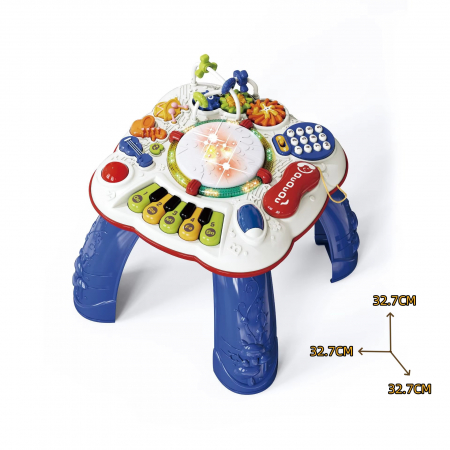 Masuta activitati Giftry®, centru multifunctional 8 in 1, instrumente muzicale cu lumini si sunete, interactiv si educativ, baieti si fete, 1+, albastru [4]