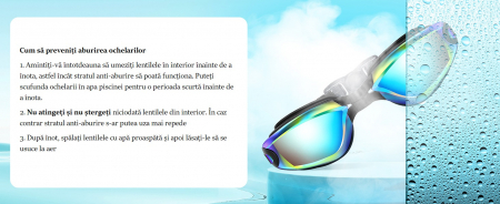 Ochelari de inot profesionali unisex, Giftry®, Policarbonat/Silicon, Anti-UV/ anti-aburire, aqua [3]