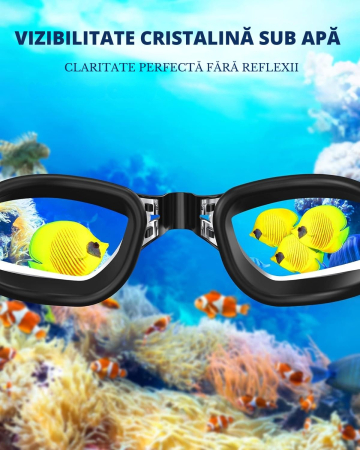 Ochelari de inot profesionali unisex, Giftry®, Policarbonat/Silicon, Anti-UV/ anti-aburire, marime reglabila, argintiu [3]