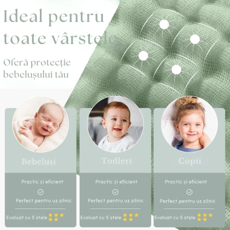 Prosoape de Muselină cu Glugă Giftry®, 80x80 cm, Set 2 Bucăți – 100% Bumbac Natural, 6 Straturi, Ultra Moi și Absorbante, Cadou pentru Nou-Născuți și Copii, Verde/Alb Model Copaci [2]