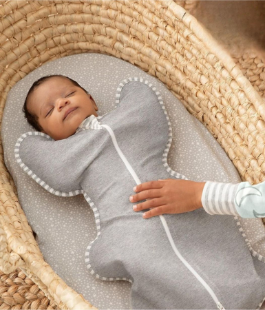 Sac de dormit bebelusi Giftry®, sistem infasat, marimea M (3–6 luni / 6–8.5 kg), 1.0 TOG, fermoar dublu, gri, 93% bumbac [4]