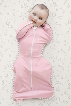 Sac de dormit bebelusi Giftry®, sistem infasat, marimea M (3–6 luni / 6–8.5 kg), 1.0 TOG, fermoar dublu, roz, 93% bumbac [6]