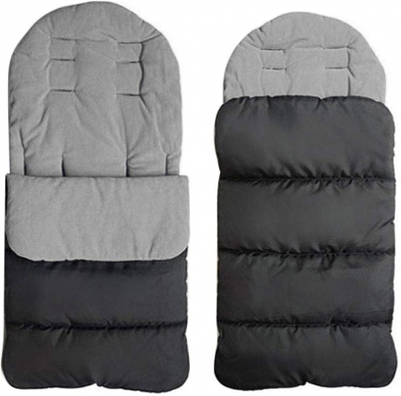 Jucării - Sac de iarna pentru carucior, Giftry®, Husa picioare, cu fermoar, impermeabila, rezistenta la vant, marime universala, captuseala polar fleece, gri