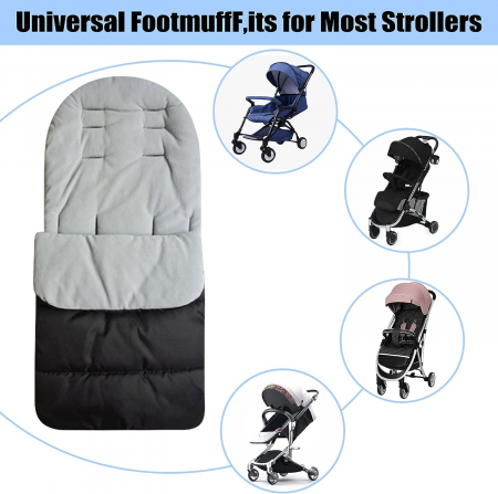 Sac de iarna pentru carucior, Giftry®, Husa picioare, cu fermoar, impermeabila, rezistenta la vant, marime universala, captuseala polar fleece, gri [4]