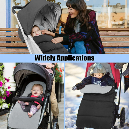 Sac de iarna pentru carucior, Giftry®, Husa picioare, cu fermoar, impermeabila, rezistenta la vant, marime universala, captuseala polar fleece, gri [5]