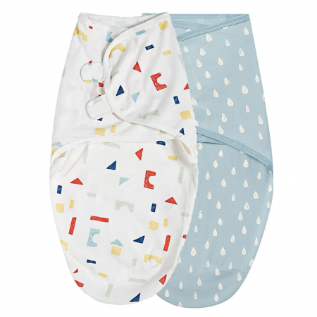 Produse îngrijire bebe - Set 2 sisteme de infasat reglabil 0-3 luni Giftry, bumbac 100%, alb / multicolor