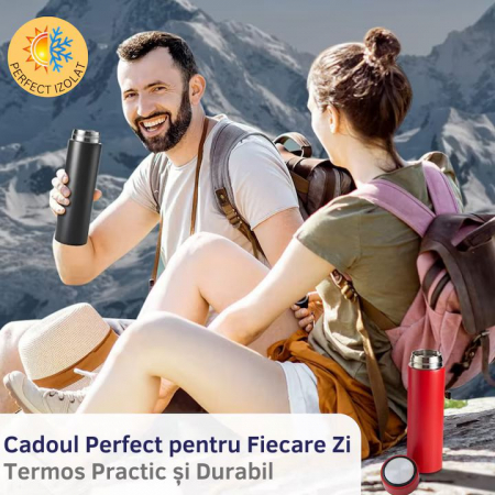 Set Cadou Femei Giftry® – 5 Produse Premium: Termos Inox, Agenda A6 Piele Ecologica, Pix Elegant, Semn de Carte, Clips Metalic – Cutie Cadou, Ideal pentru Sotie, Mama, Fiica, Sora, Rosu [4]