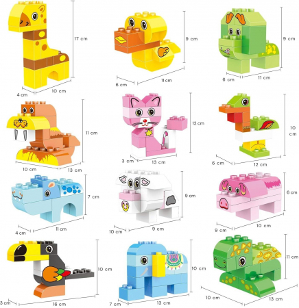 Set Constructie Giftry® cu 122 Piese – Blocuri Mari Colorate cu Animale Zoo, Compatibile cu Alte Seturi Populare, Jucarie Educativa STEM pentru Copii 3+ Ani, Cadou Creativ Baieti si Fete [2]