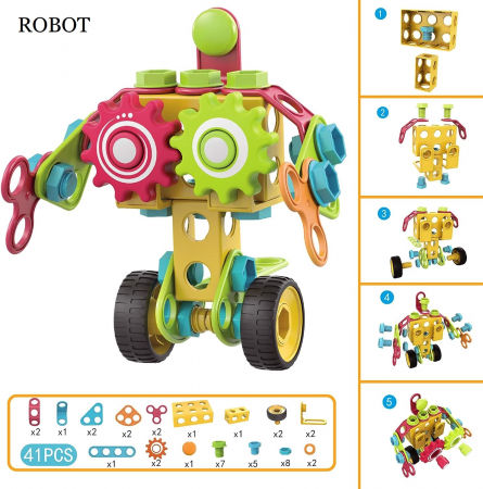 Set de constructie Giftry®, 223 piese, jucarie educativa si interactiva STEM, bormasina, puzzle, 3 ani + [6]