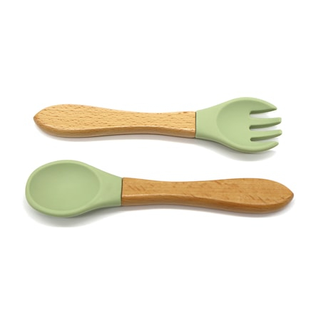 Set hranire din silicon pentru bebelusi, Giftry®, baveta, bol cu ventuza, farfurie, lingura si furculita, cana, fara alergeni, olive [4]