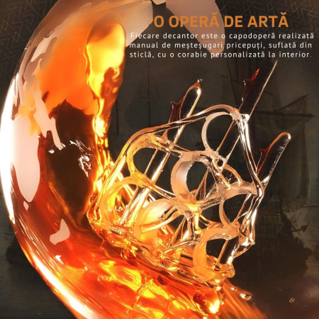 Set Whisky Globe Giftry® – Decantor Elegant 850 ml Transparent cu Dop Etans, 2 Pahare Gravate pentru Scotch, Bourbon sau Vodka, Stativ Lemn – Cadou Premium pentru Barbati [3]