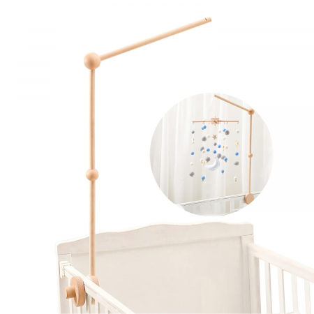 Suport mobil patut bebelusi Giftry® din lemn – brat carusel reglabil, 76cm, usor de instalat, cadru decor si jucarii, cadou nou-nascut [6]
