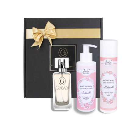 Cadouri - Parfum dama Ginsari + Lotiune de corp + Gel de dus + Cutie de cadou