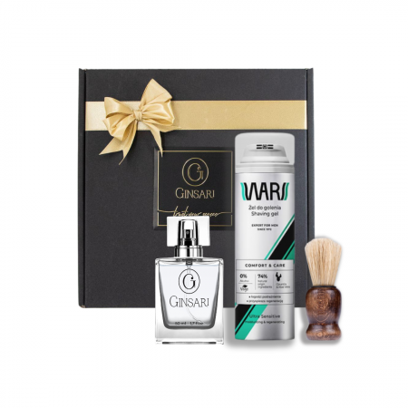Cadouri - Parfum barbati Ginsari + Gel de ras Wars + Perie de ras+ Cutie de cadou