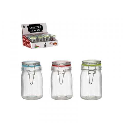 Borcane Mici (20ml - 300ml) - Borcan sticlă 300 ml – capac ermetic colorat cu garnitură siliconică