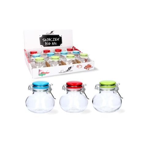 Borcane Mici (20ml - 300ml) - Borcan sticlă 150 ml - capac ermetic colorat