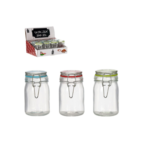 Borcane Mici (20ml - 300ml) - Borcan sticlă 300 ml - capac ermetic colorat cu garnitură siliconică
