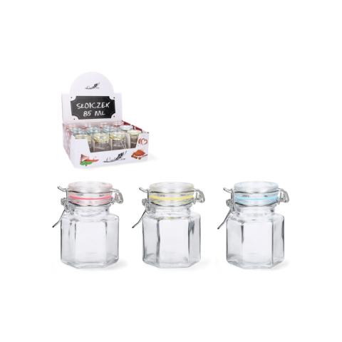 Borcane Sticla - Borcan sticlă ermetic 85 ml - capac cu garnitură siliconică pentru condimente, mostre, cadouri