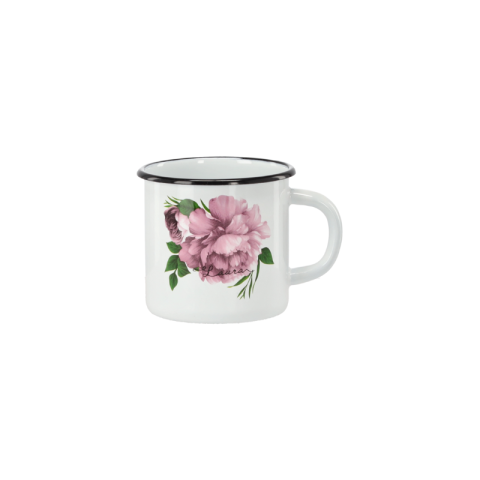 Vase pentru gatit - Cana emailată 1 L - metal acoperit cu email, design floral