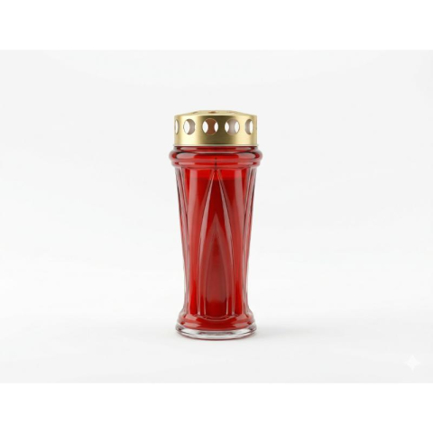 Candele si Lumanari - Candela din plastic rosie SV-FLC-R cu capac auriu, ardere aprox. 50 ore