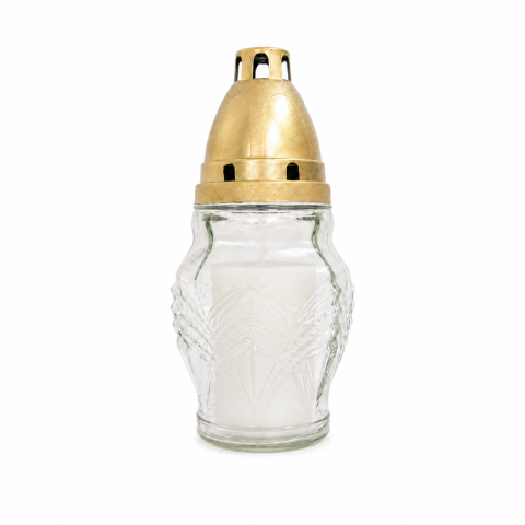 Candele si Lumanari - Candela din sticla S2 alba, 17 cm, ardere 15 ore