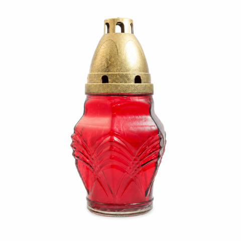 Candele si Lumanari - Candela din sticla S2 rosie, 17 cm, ardere 15 ore