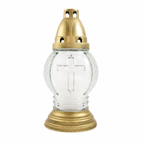 Candele si Lumanari - Candela din sticla S3 alba, 20 cm, ardere 30 ore