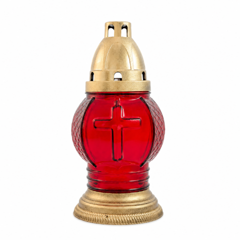Candele si Lumanari - Candela din sticla S3 rosie, 20 cm, ardere 30 ore
