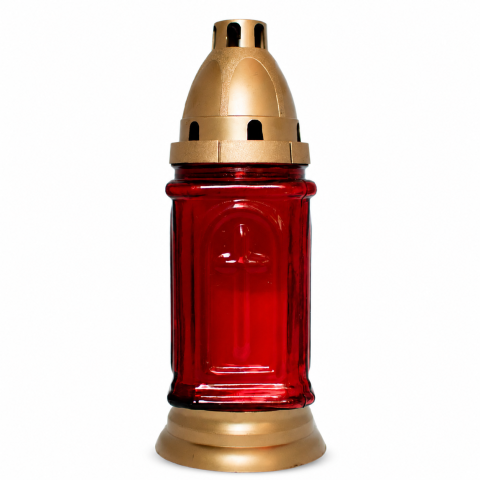 Candele si Lumanari - Candela din sticla S4 rosie, 25 cm, ardere 40 ore