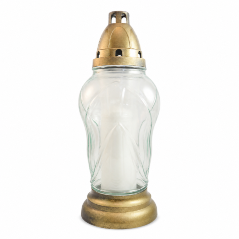 Candele si Lumanari - Candela din sticla S5 alba, 29 cm, ardere 50 ore