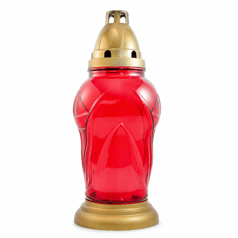 Candele si Lumanari - Candela din sticla S5 rosie, 29 cm, ardere 50 ore