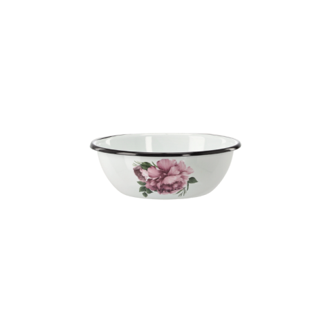 Vase pentru gatit - Castron emailat 1,5 L, Ø 20 cm - metal emailat cu imprimeu floral și margine contrastantă
