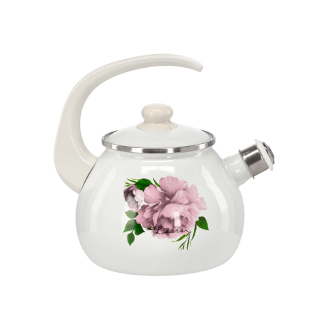 Articole Uz Casnic - Fierbător emailat 2,5 L - ceainic metalic cu mâner ergonomic și design floral