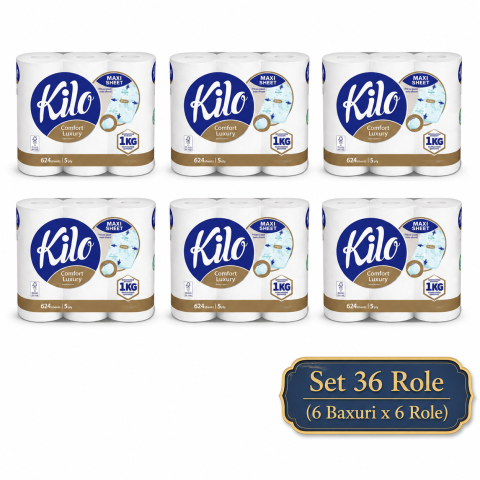 Produse De Curatenie - Hartie Igienica Kilo Confort 5 Straturi Set 6 Role Gipatex