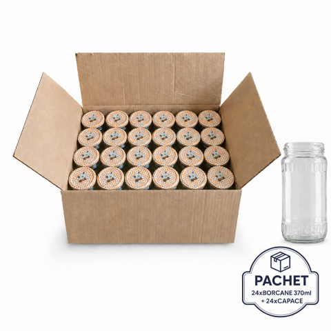 Borcane Medii (300ml - 1000ml) - Set 24 borcane Fateta 370 ml cu capace 66 mm la alegere