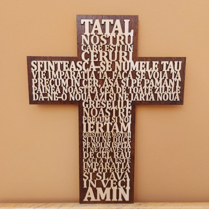 Cruce cu rugaciunea ,,Tatal nostru" din lemn [1]