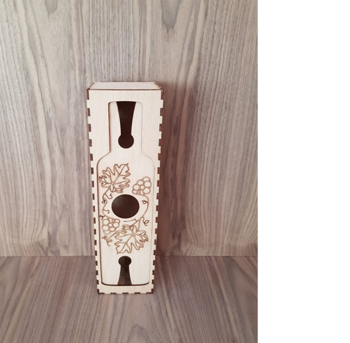 Cutie pentru sticla de vin cu suport pentru 2 pahare [1]