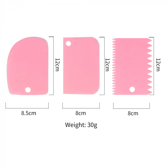 Set 3 Spatule pentru Ornare cu Crema sau Frisca Torturi si Prajituri Roz [5]