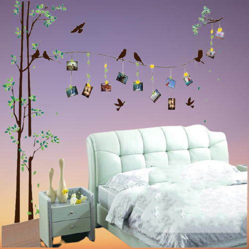 Sticker Decorativ Copaci si Pasari cu 12 Rame Foto - 290 x 210 cm [5]