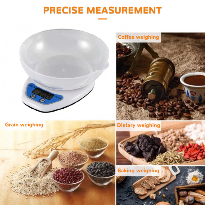 Cantar Digital de Bucatarie cu Bol Gradat 800 ml Greutate Maxima 5 Kg 3 Unitati de Masura [2]
