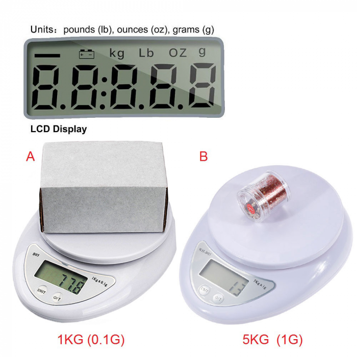 Cantar Digital de Bucatarie cu Bol Gradat 800 ml Greutate Maxima 5 Kg 3 Unitati de Masura [3]