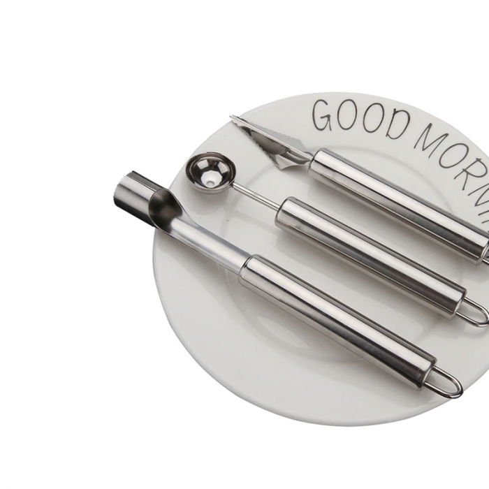 Set 3 Ustensile din Inox pentru Decorat si Curatat Legume sau Fructe [6]