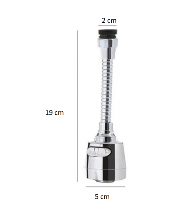 Extensie Flexibila pentru Robinet cu Brat Metalic 2 Moduri de Folosire Compatibilitate Universala 19 x 5 x 2 cm [3]